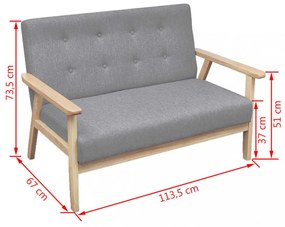 világosszürke 2 személyes szövet kanapé