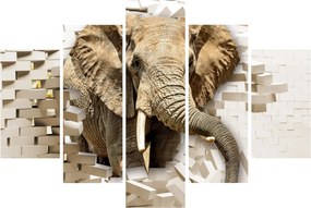 Kép - Egy elefánt áttör a falon (150x105 cm)
