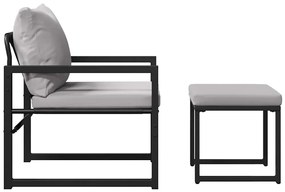 Kerti Kanapé Szett 4 pcs Fekete 61 x 72.5 x 71 cm Acél