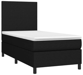 fekete szövet rugós és LED-es ágy matraccal 90x190 cm
