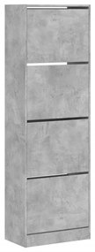 betonszürke cipőszekrény 4 kihajtható fiókkal 60x34x187,5 cm