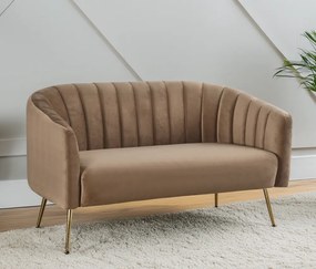 Design kétszemélyes kanapé, barna Velvet szövet/gold króm-arany, BAGY