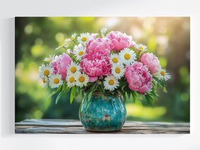 Vászonkép Canvas Dekoráció Virágok Bazsarózsa Margaréta Csokor 120x80