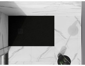 Mexen, Mexen Stone+ brodzik kompozytowy prostokątny 140 x 80 cm, czarny, maskownica czarna - 44708014-B