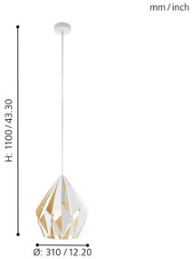 Eglo 49932 - függeszték CARLTON 1 1xE27/60W/230V