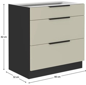 Alsó konyhaszekrény Arikona 80 D 3S BB (kasmír + fekete) . 1097028