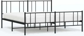 vidaXL fekete fém ágykeret fej- és lábtámlával 193 x 203 cm