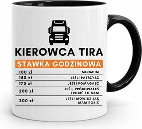 Teherautó Sofőrnek Tira Bögre Fekete Ajándék, fényképes nyomattal