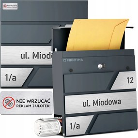 Nagy Levéltartó Doboz Házszámmal Antracit Barázdált Házszám