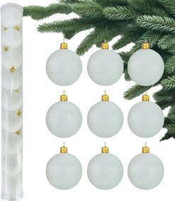 Fehér Karácsonyfa Bombák Csillogó műanyag Buborékok a karácsonyfára Bomba szett