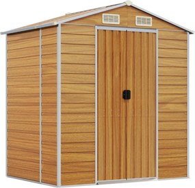 vidaXL világosbarna horganyzott acél kerti fészer 191 x 130 x 198 cm