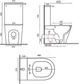 Paulo rimless WC kombi alsó/hátsó kifolyással soft close ülőkével