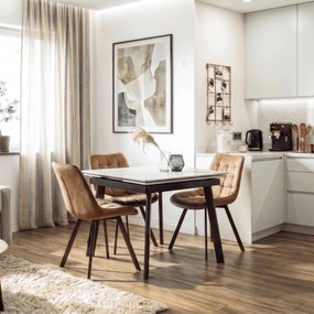 Stół LARES Ceramiczny Rozkładany 90-150 cm Biały Marmur/Czarny