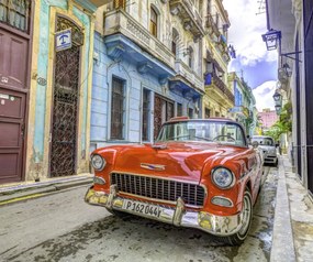 Poszter 60x50cm Antik autó Havannában, Assaf Frank