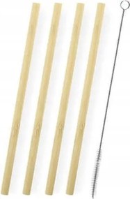 H&amp;h Lifestyle bambusz szívószál, többször felhasználható, 4 db, fogkefével