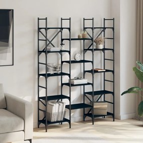 fekete szerelt fa könyvespolc 127,5x28,5x172,5 cm