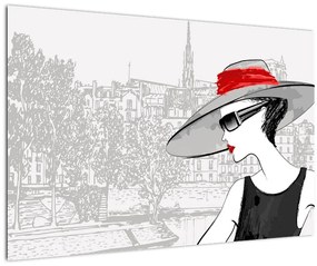 Kép - hölgy a városban (90x60 cm)