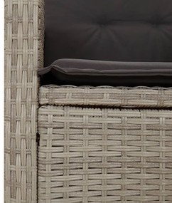 világosszürke polyrattan dönthető kerti pad párnával