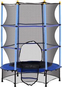 HOMCOM Gyerek Trambulin Ø140 cm, Trambulin Biztonsági Hálóval, Szegélyvédővel, Kerti Trambulin 3-10 Éves Gyermekeknek, 50 kg-ig, Kék | Aosom