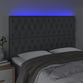 sötétszürke szövet LED-es fejtámla 160x7x118/128 cm