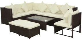 8 részes barna polyrattan kerti ülőgarnitúra párnákkal