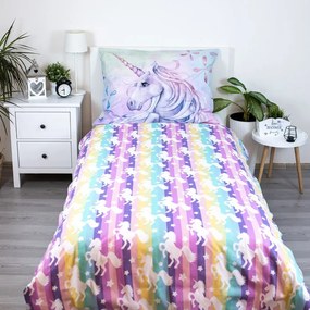 Egyszemélyes pamut gyerek ágyneműhuzat 140x200 cm Unicorn "Pastel Rainbow" – Jerry Fabrics