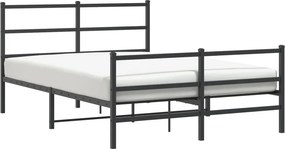 vidaXL fekete fém ágykeret fej- és lábtámlával 140 x 190 cm