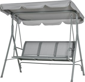 Outsunny Hollywood Lengőfotel Állítható Napernyővel, 3-Fős Kerti Lengőszék Csúszásmentes Lábakkal, 240 kg-ig Terhelhető Pihenőszék Kerthez és Teraszho