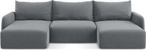 Szürke bársony kinyitható-tárolóhelyes (U alakú) sarokkanapé Kalena – Makamii