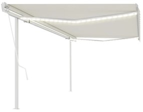 krémszínű automata szélérzékelős és LED-es napellenző 5 x 3,5 m