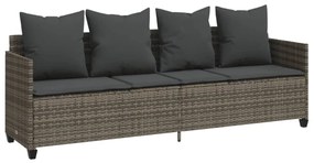 szürke polyrattan napozóágy párnával