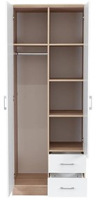 Miami gardróbszekrény 80x205 cm fehér-sonoma tölgy