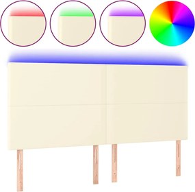 vidaXL krémszínű műbőr LED-es fejtámla 180x5x118/128 cm