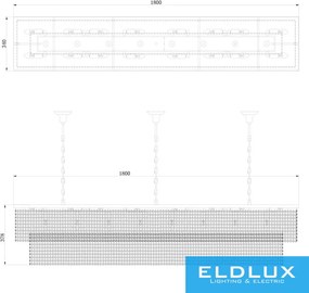 ELDLUX ELDALIZ kristály üveg csillár L1800 E14×24