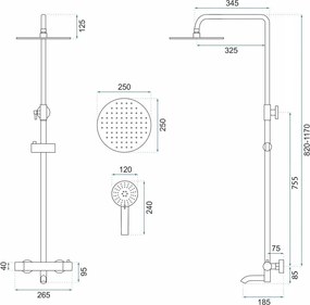 Rea Lungo, zuhanygarnitúra termosztatikus csapteleppel, rózsaszín arany, REA-P6606