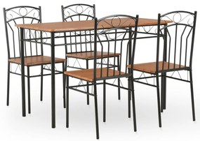 5 részes barna MDF és acél étkezőszett
