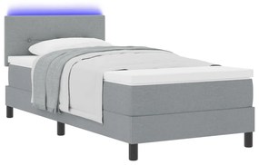Boxspring Ágy Matrac és LED Fény Szürke 90x190 cm Szövet