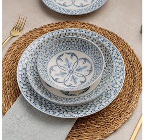 24 darabos étkészlet, kék, porcelán