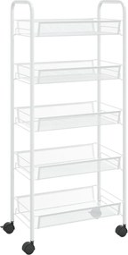 vidaXL 5 szintes fehér vas konyhai kerekes kocsi 46 x 26 x 105 cm