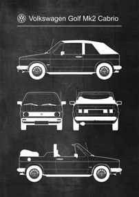 Poszter Volkswagen Golf Mk2 Cabrio Retro Patent