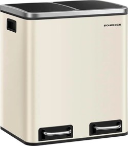 SORT hulladékgyűjtő tartály 30l (2×15l), bézs/ezüst/fekete SongmicsHome