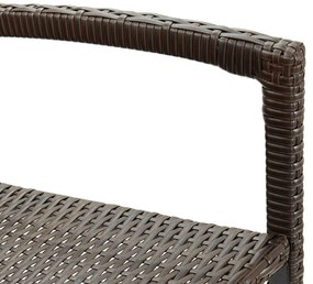 3 részes barna tömör akácfa és polyrattan kerti bárszett