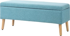 HOMCOM Tároló Pad Kárpitozott Pad Vászon Hatású, Ágy Pad Fa Lábakkal, Tároló Pad Nappaliba, Hálószobába, Előszobába 110 x 39 x 45 cm, Kék | Aosom