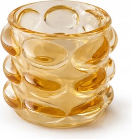 Üveg mécsestartó, sárga8,2x9 cm