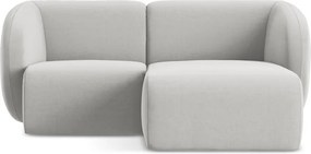 Világosszürke bársony sarokkanapé (jobb oldali-heverő résszel) Lani – Makamii