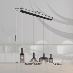 Globo 15648-4H - Csillár zsinóron JEDD 4xE27/60W/230V fekete