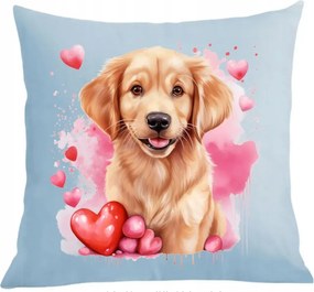 Párna párnahuzat Valentin napi ajándék Golden Retriever kutya