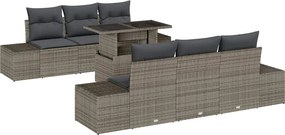vidaXL Kanapé Szett párnával 7 pcs Szürke polirattan