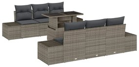 vidaXL Kanapé Szett párnával 7 pcs Szürke polirattan