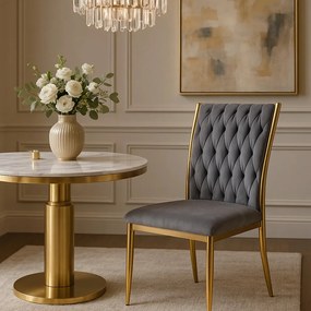 Krzesło DAN Szare Plecione Welurowe